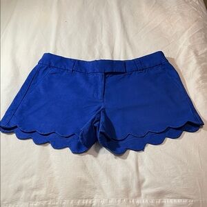 J. Crew Royal Blue Scalloped Hem High-Waist Shorts
